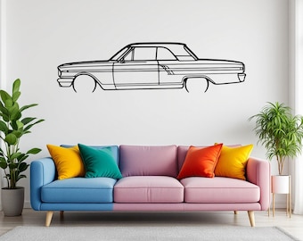 Silueta metálica de un Fairlane Coupé de 1964 para pared, decoración clásica para garaje y cueva de hombre.