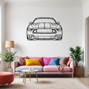 Mustang GT 2016 Front Car Silhouette Wall Art, Metal Car Wall Decor, Gift For Car Lovers, Car Gift For Him, Car Guy Gift