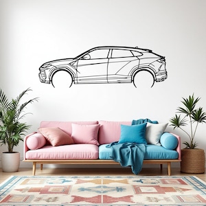 Urus Detaillierte Auto Silhouette Wandkunst, Metall Auto Wanddekor, Geschenk für Auto-Liebhaber, Auto Geschenk für ihn, Auto Kerl Geschenk