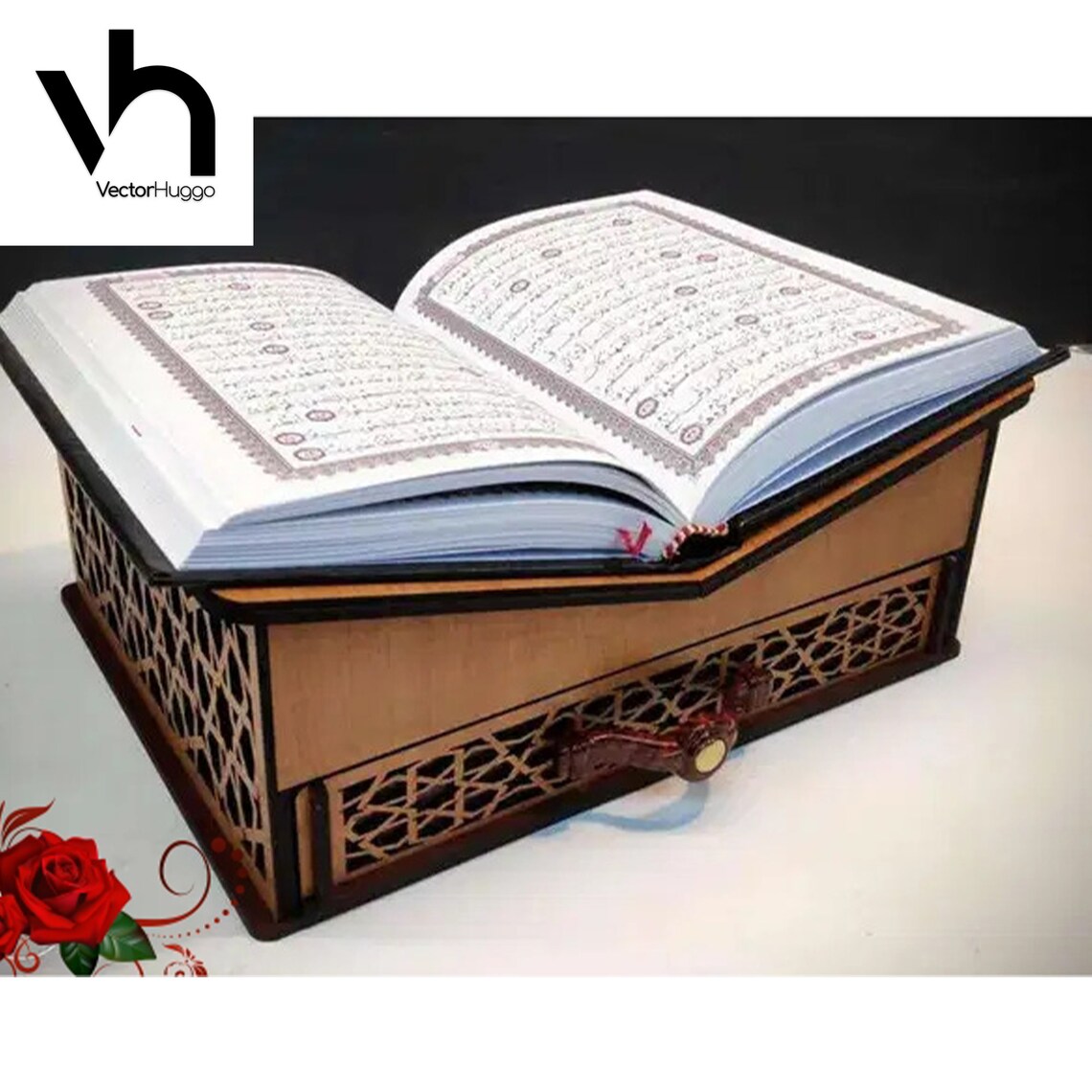 Laser Cut Decorative Quran Stand With Drawer Quran Holder Etsy