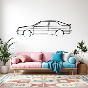 Quattro Turbo Detailed Car Silhouette Wall Art, Metal Car Wall Decor, Gift For Car Lovers, Car Gift For Him, Car Guy Gift