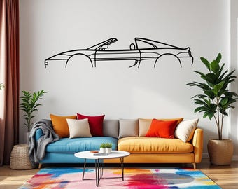 F355 GTS Metal Car Silhouette Wall Art, Supercar Garage & Man Cave Decor