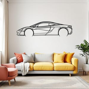 570S Detailed Car Silhouette Wall Art, Metal Car Wall Decor, Gift For Car Lovers, Car Gift For Him, Car Guy Gift
