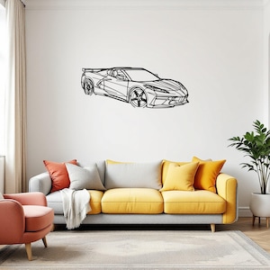Corvette C8 HTC Angle Car Silhouette Wall Art, Metal Car Wall Decor, Gift For Car Lovers, Car Gift For Him, Car Guy Gift
