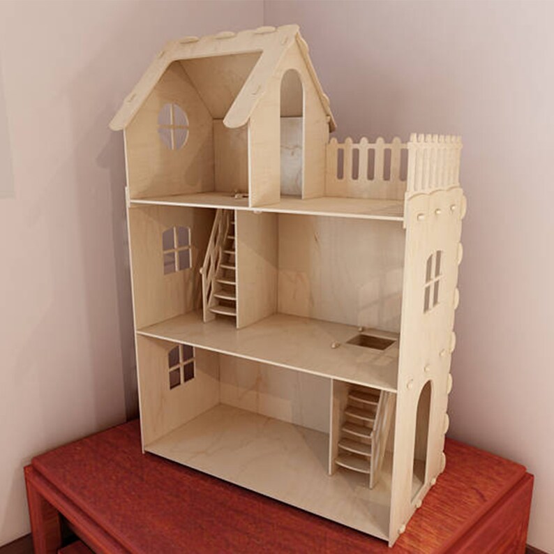 Laser Cut Dollhouse With 3 Floors Cdr Ai Dxf Eps Pdf SVG Etsy Canada