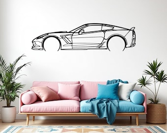 Corvette C7 Z06 Detailed Car Silhouette Wall Art, Metal Car Wall Decor, Gift For Car Lovers, Car Gift For Him, Car Guy Gift