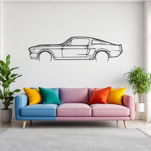 Mustang 1967 Detailed Car Silhouette Wall Art, Metal Car Wall Decor, Gift For Car Lovers, Car Gift For Him, Car Guy Gift