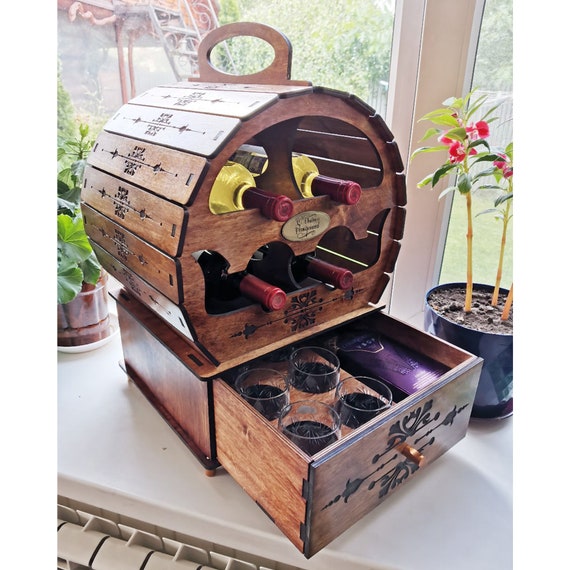 Laser Cut Barrel Minibar Wine Cdr Ai Dxf Eps Pdf Etsy