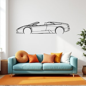 Murcielago Roadster 2008 Detailed Car Silhouette Wall Art, Metal Car Wall Decor, Gift For Car Lovers, Car Gift For Him, Car Guy Gift