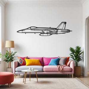 F-18 Hornet Flugzeug Silhouette Wandkunst, Flugzeug & Hubschrauber Metalldekor, Geschenk für Pilot, Flugzeugwandkunst, Luftfahrtdekor