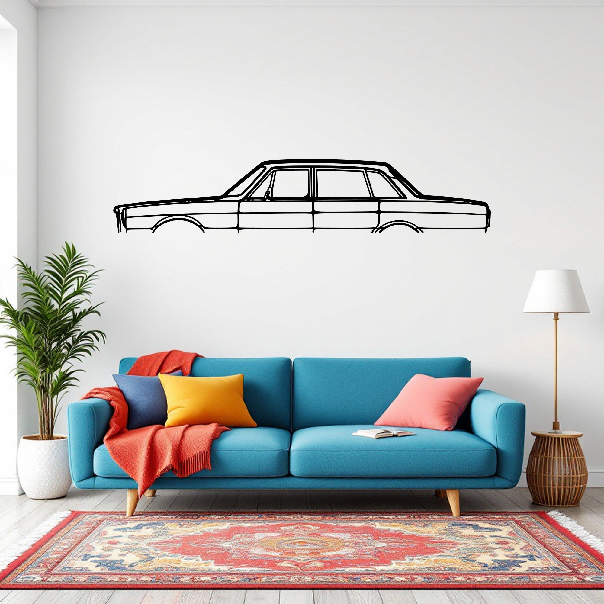164 1968年式クラシックカーシルエットウォールアート、金属製車壁装飾