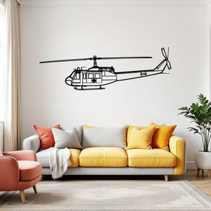 UH-1 Iroquois Huey 1970 Flugzeug Silhouette Wandkunst, Flugzeug & Hubschrauber Metalldekor, Geschenk für Pilot, Flugzeugwandkunst, Luftfahrtdekor