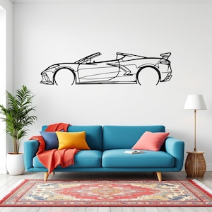 Corvette C8 Convertible Detailed Car Silhouette Wall Art, Metal Car Wall Decor, Gift For Car Lovers, Car Gift For Him, Car Guy Gift