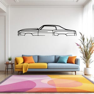 モンテカルロ 1971 カーシルエット ウォールアート、メタルカーウォールデコ、車好きへのギフト、男性へのギフト、カーガイへのギフト