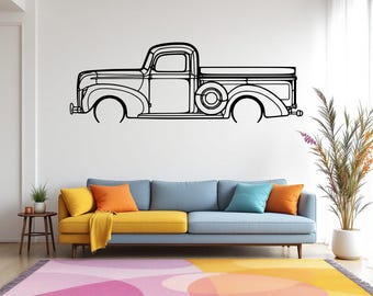 1940 F100 Metal Car Silhouette Wall Art, Classic Truck Garage & Man Cave Decor