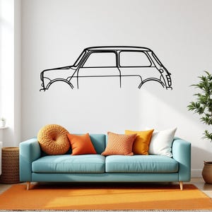 Cooper Car Silhouette Wall Art, Metal Car Wall Decor, Gift For Car Lovers, Car Gift For Him, Car Guy Gift