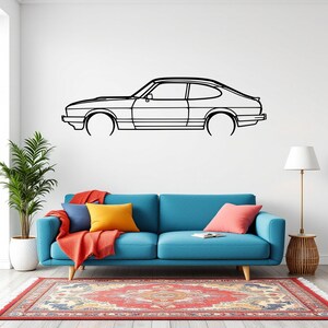 Capri 1986 Detailed Car Silhouette Wall Art, Metal Car Wall Decor, Gift For Car Lovers, Car Gift For Him, Car Guy Gift