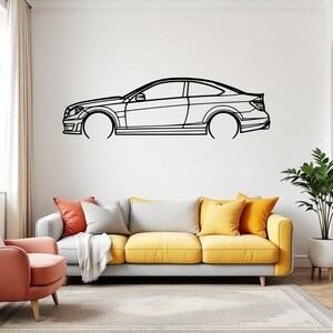 C63 AMG Detailed Car Silhouette Wall Art, Metal Car Wall Decor, Gift For Car Lovers, Car Gift For Him, Car Guy Gift