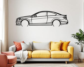 C63 AMG Metallbilsilhuett, Bilväggkonst