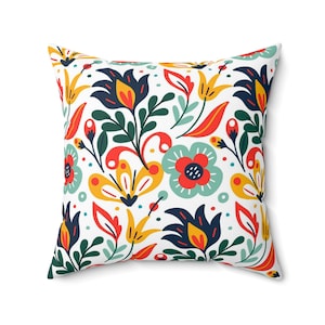 Floral Spun Polyester Square Pillow