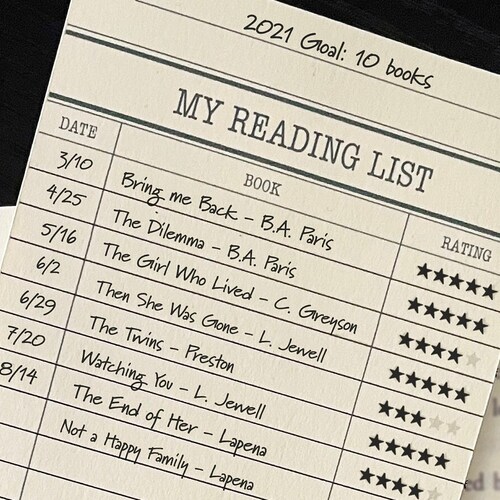 Reading List Bookmark Book Mark Library Card Bookmark Etsy