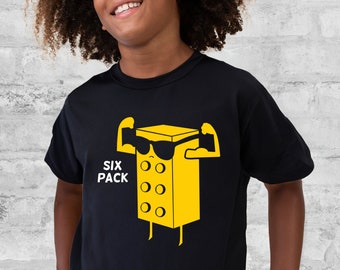 KIDS Building Brick Funny Six Pack T-shirt, Yellow Building Brick Shirt, Funny Brick Shirt, Six Pack, Funny Building Block Shirt, Brick Tee