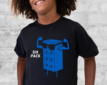 KIDS Building Brick Funny Six Pack T-shirt, Blue Building Brick Shirt, Funny Brick Shirt, Six Pack, Funny Building Block Shirt, Brick Tee