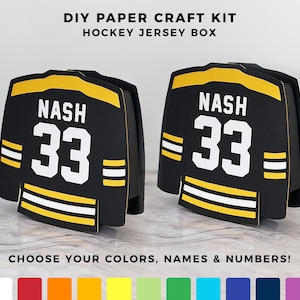 Caja de regalo con camiseta de hockey precortada, kit de manualidades con camiseta de papel, regalo de fiesta de hockey, regalo de equipo personalizado, caja de hockey personalizada, entrenador de hockey