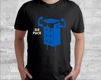 ADULT Building Brick Funny Six Pack T-shirt, Blue Building Brick Shirt, Funny Brick Shirt, Six Pack, Funny Building Block Shirt, Brick Tee