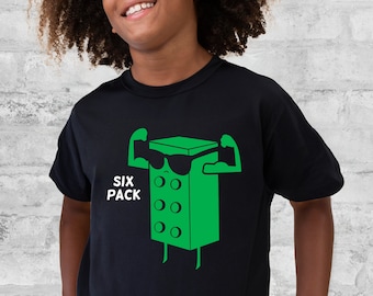 KIDS Building Brick Funny Six Pack T-shirt, Green Building Brick Shirt, Funny Brick Shirt, Six Pack, Funny Building Block Shirt, Brick Tee