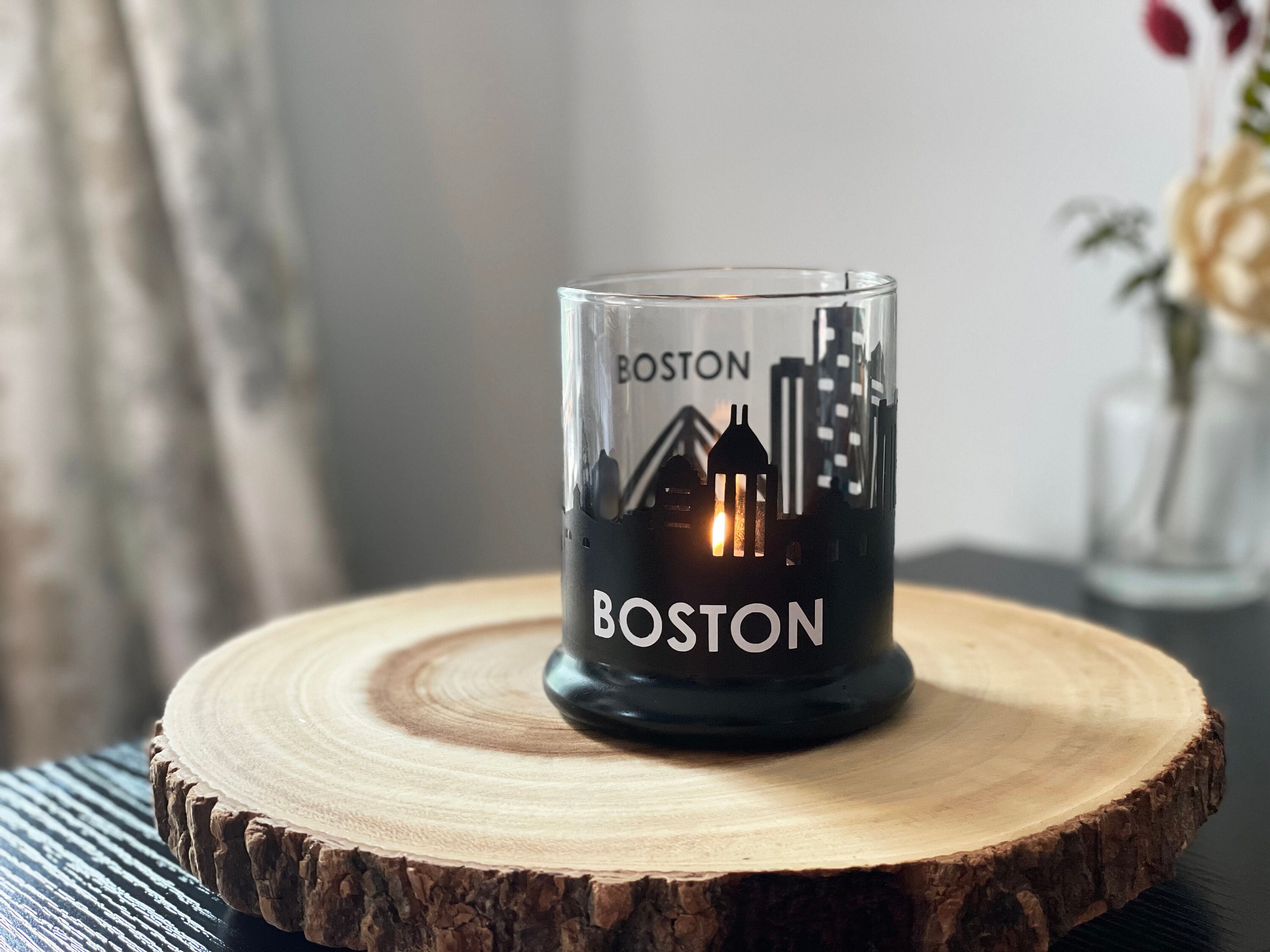 Boston City Skyline Candle Holder Glass Candle Etsy