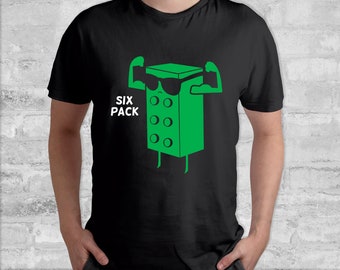 ADULT Building Brick Funny Six Pack T-shirt, Green Building Brick Shirt, Funny Brick Shirt, Six Pack, Funny Building Block Shirt, Brick Tee