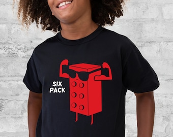 KIDS Building Brick Funny Six Pack T-shirt, Red Building Brick Shirt, Funny Brick Shirt, Six Pack, Funny Building Block Shirt, Brick Tee