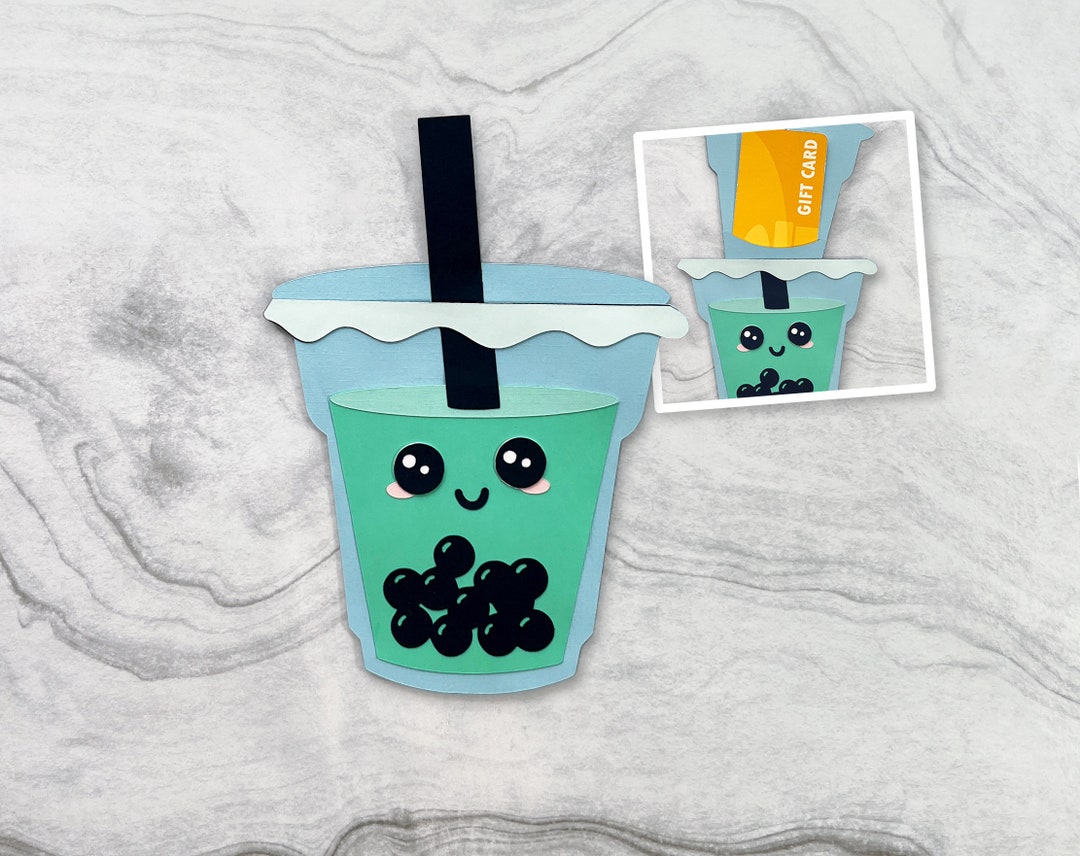 Bubble Tea Gift Card Holder Card Boba Tea Money Holder Card Etsy