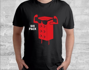 ADULT Building Brick Funny Six Pack T-shirt, Red Building Brick Shirt, Funny Brick Shirt, Six Pack, Funny Building Block Shirt, Brick Tee