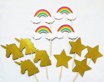 Unicorn Birthday Cupcake Toppers- Unicorn Party, Unicorn Theme Birthday, Magical Party, Unicorn 1st Birthday, Unicorn Party Supplies,Rainbow