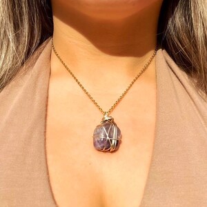 Dainty Amethyst Stone Necklace with Gold Chain Stone Summer Necklace for Her Minimalist Crystal Summer Jewelry Birthday Gift