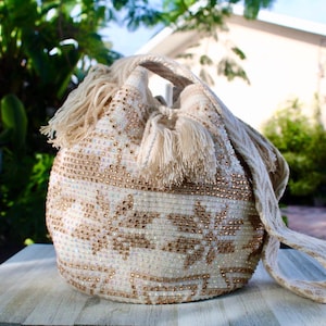 Original Large Rhinestone Wayuu Bag Crochet Bag Colombian Crossbody Bag Woven Crochet Purse for Women Authentic Wayuu Mochila Bag