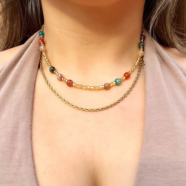 Boho Pearl Beaded Necklace Set For Women - Colorful Layered Beach Jewelry With Pendant