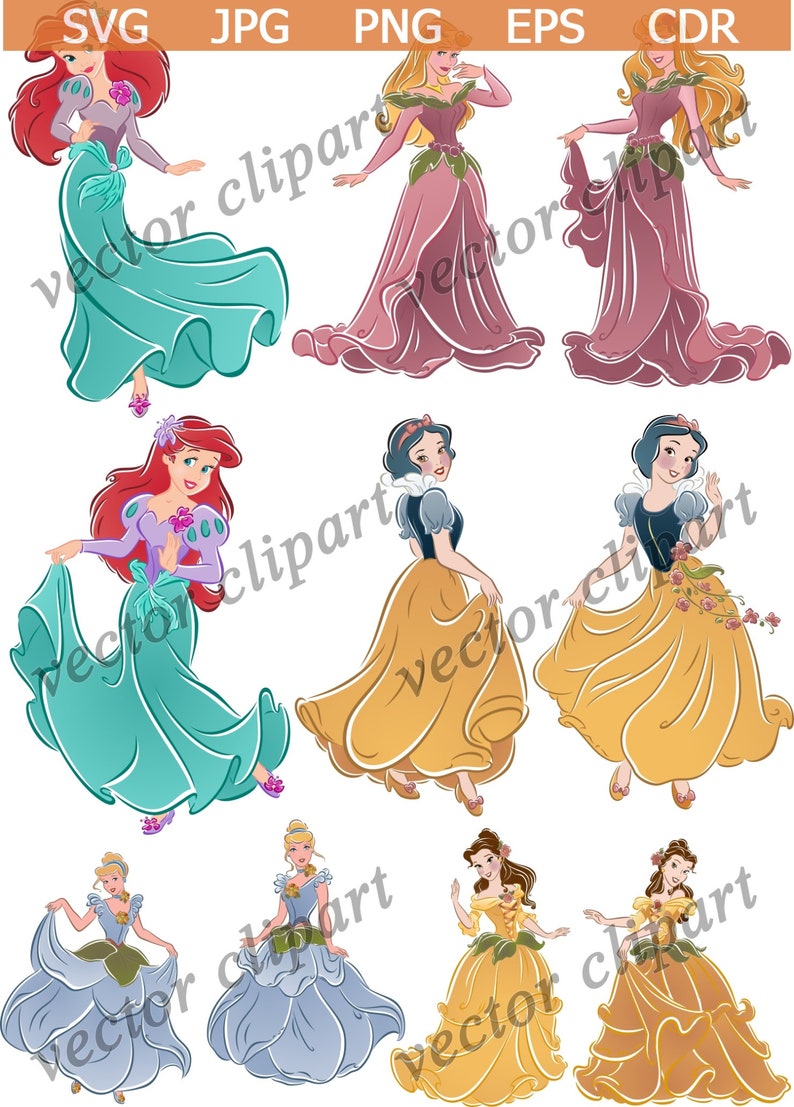 Download Disney Princess Svg Disney Clipart Disney Svg Files Disney Etsy