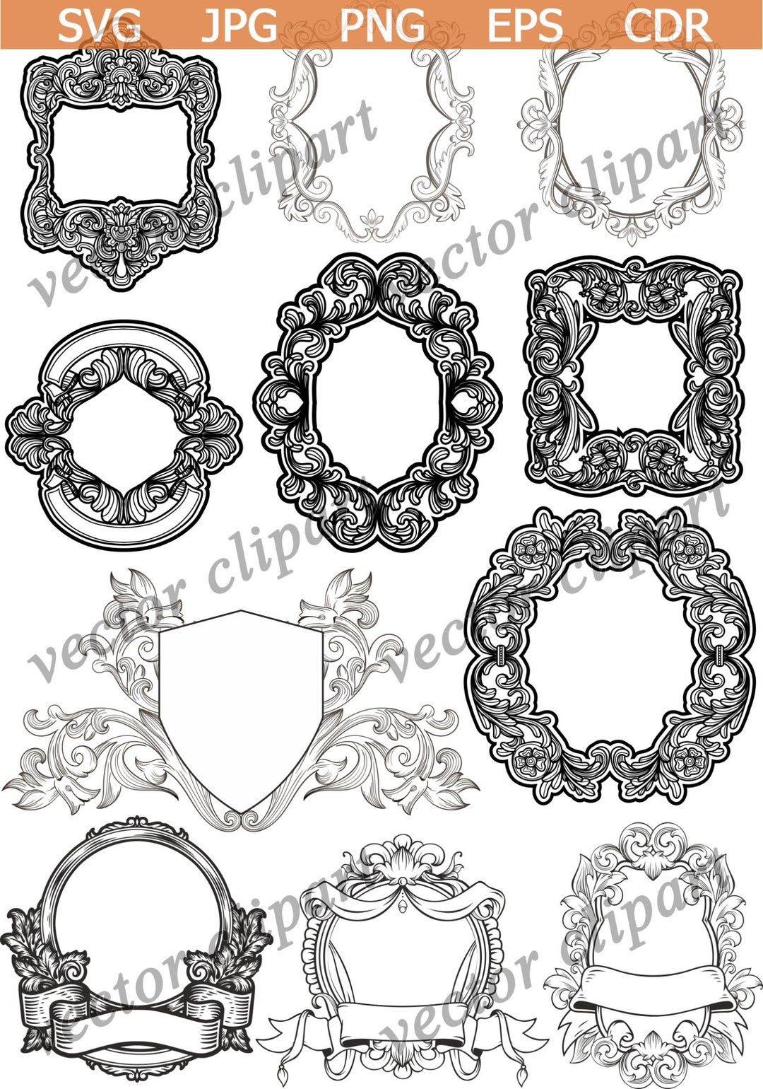 Frames SVG Frames Clipart Frames Svg Files Frames Vector Etsy