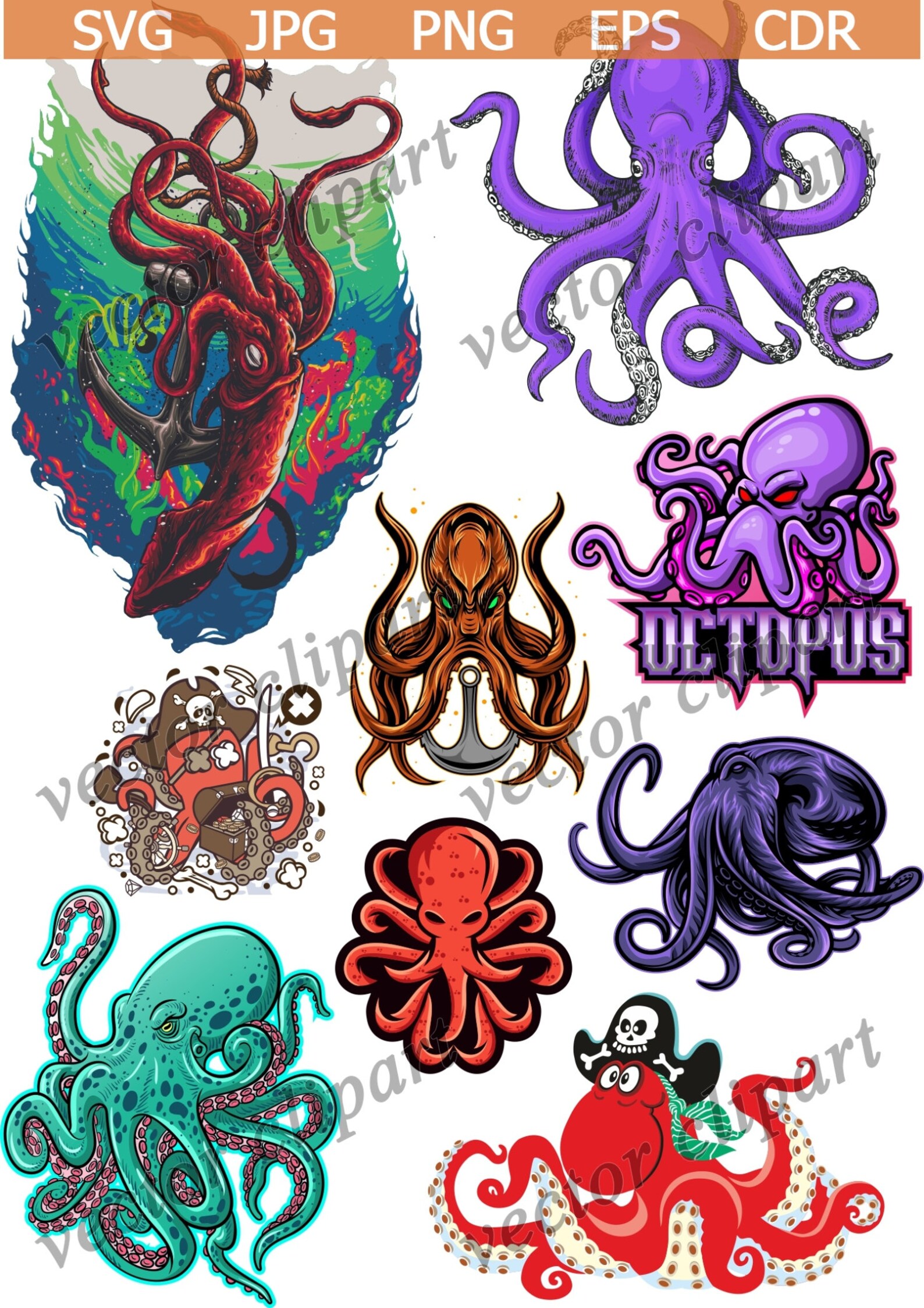 Download Octopus SVG Octopus clipart Octopus svg files Octopus | Etsy