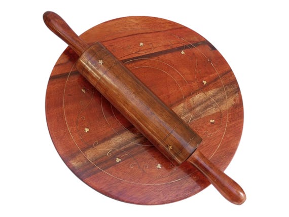 Jaipur Ace Chakla Belan Set – Handgefertigt Aus Sheesham-Holz, Ø 25,4 Cm, Für Roti, Chapati & Gebäck, Traditionelles Nudelbrett Für Die Küche