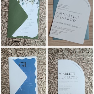 Faire-part de mariage fleuri avec découpe spéciale  / arche / Demi arche / Arabesque / wedding invitation