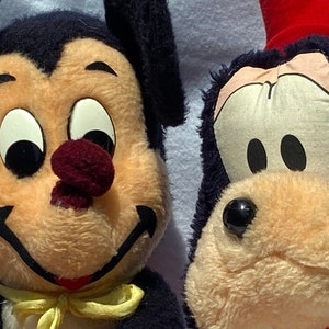 1960 Walt Disney Characters Mickey Mouse and Goofy Stuffed Plush Animals