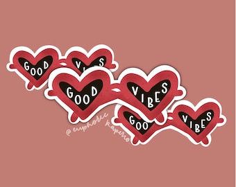 Good Vibes Heart Sunglasses Sticker | Good Vibes Sticker | Heart Sunglasses Sticker | Summer Sticker | Cute Sticker | Waterbottle Sticker