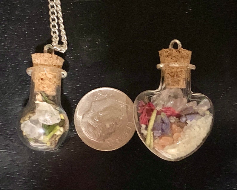Tiny Protection Spell Jar Necklace Mini Pendant