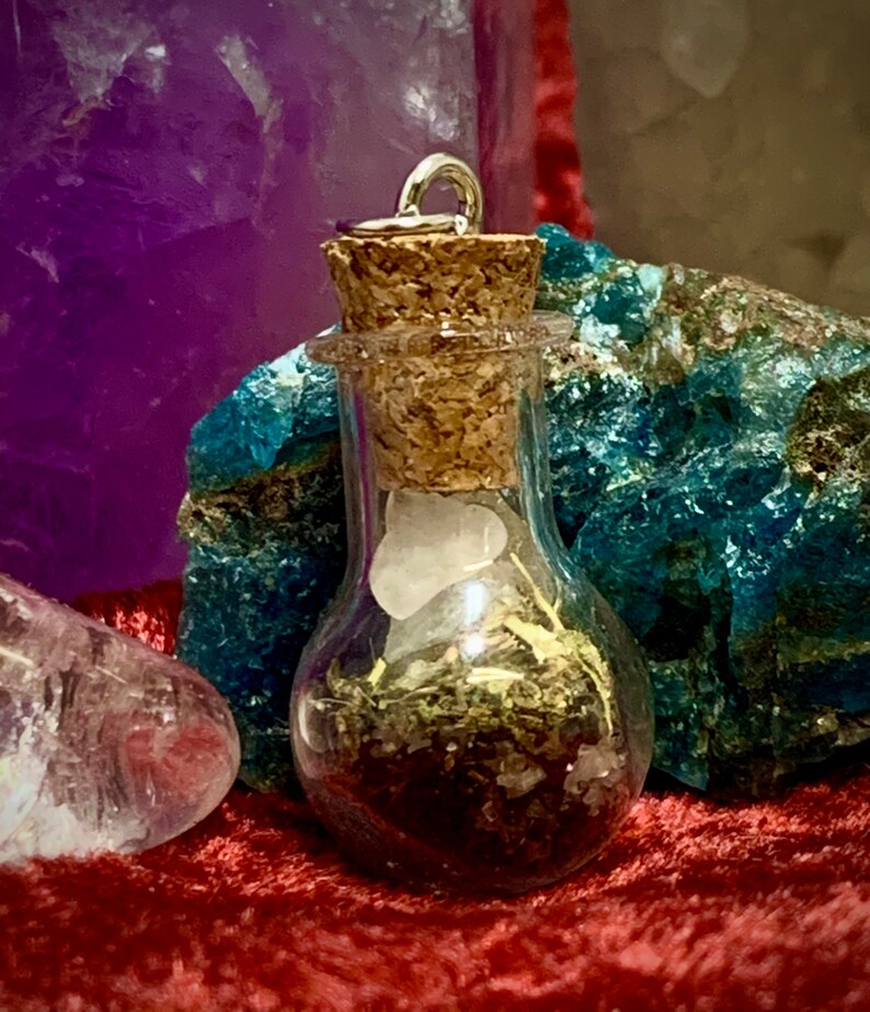 Tiny Protection Spell Jar Necklace Mini Pendant