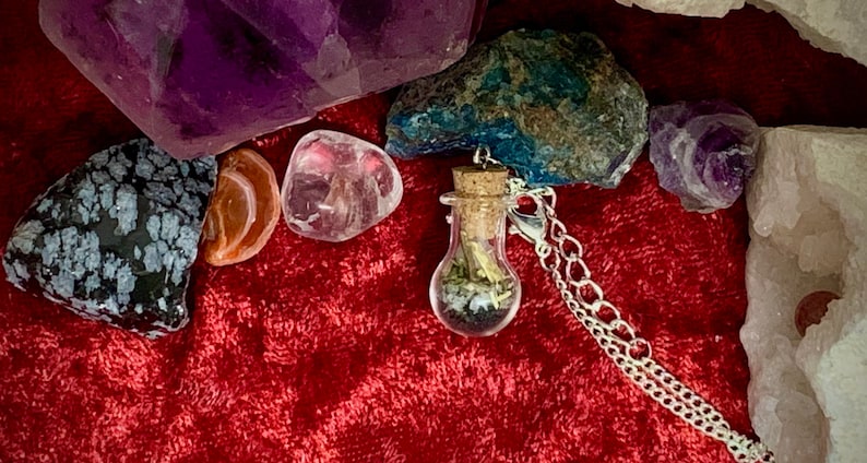 Tiny Protection Spell Jar Necklace Mini Pendant