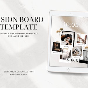 Minimalist Vision Board / iPad Wallpaper / Vision Board Template / Aesthetic Canva Template / iPad Screensaver / Customizable / Manifesting